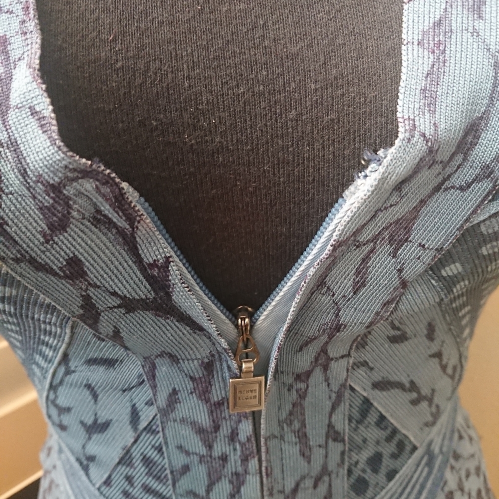 Blue Bandage HERVE LEGER Halter Mini Dress S - Picture 5 of 8